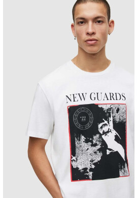 AllSaints Памучна тениска в бяло с принт - Pepit.bg