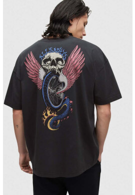 AllSaints Памучна тениска в черно - Pepit.bg