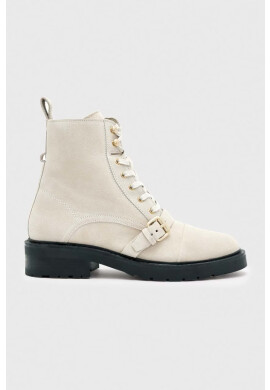 AllSaints Велурени боти Donita Suede в бяло с висок ток - Pepit.bg