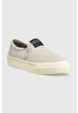 AllSaints Велурени кецове SLIP в сиво MZ0053A - Pepit.bg