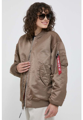 Alpha Industries Яке бомбър MA-1 CORE WMN в кафяво със зимна изолация с уголемена кройка - Pepit.bg