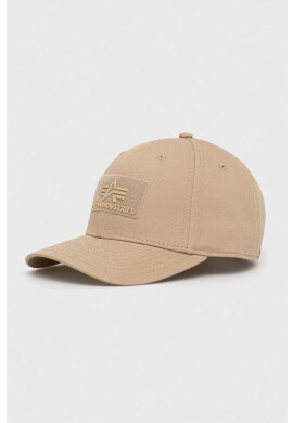 Alpha Industries Памучна шапка в бежово с апликация - Pepit.bg
