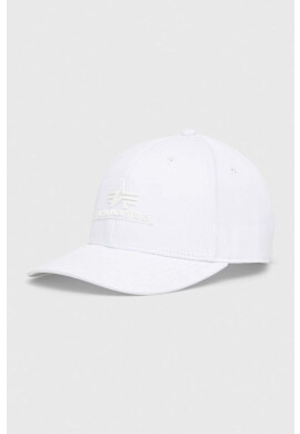Alpha Industries Памучна шапка в бяло с апликация - Pepit.bg