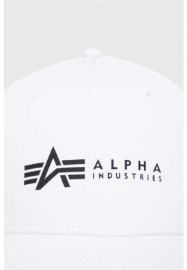 Alpha Industries Памучна шапка в бяло с принт - Pepit.bg
