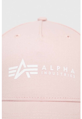 Alpha Industries Памучна шапка в оранжево с принт - Pepit.bg