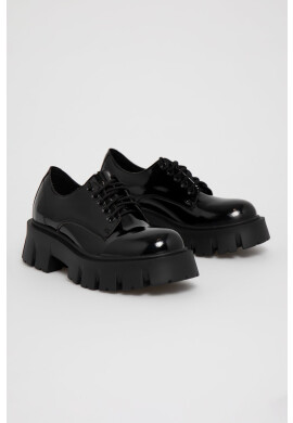 Altercore Половинки обувки Deidra Vegan Black Patent дамски в черно с платформа - Pepit.bg