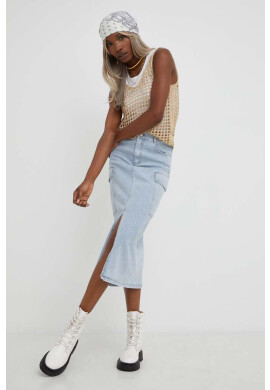 Answear Lab Дънкова пола в синьо къса със стандартна кройка - Pepit.bg