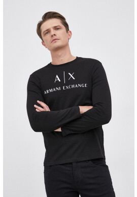 Armani Exchange Блуза с дълги ръкави мъжка в черно с принт - Pepit.bg