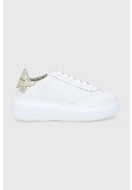 Armani Exchange Кожени обувки в бяло с платформа - Pepit.bg