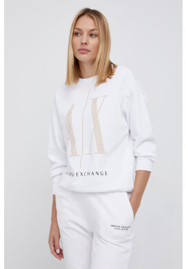 Armani Exchange Памучен суичър в бяло с апликация - Pepit.bg