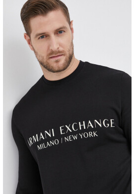 Armani Exchange Памучен суичър мъжки в черно с принт - Pepit.bg