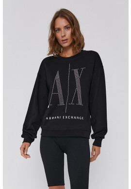 Armani Exchange Памучен суичър в черно с апликация - Pepit.bg