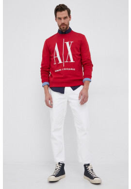 Armani Exchange Памучен суичър в червено с изчистен дизайн - Pepit.bg