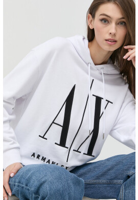Armani Exchange Памучен суичър в бяло с апликация - Pepit.bg