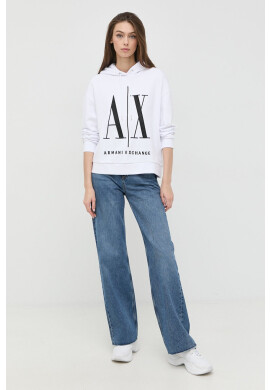 Armani Exchange Памучен суичър в бяло с апликация - Pepit.bg