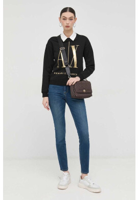 Armani Exchange Памучен суичър в черно с апликация - Pepit.bg