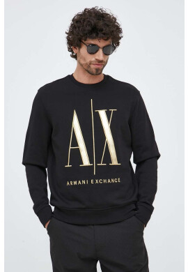 Armani Exchange Памучен суичър в черно с апликация - Pepit.bg