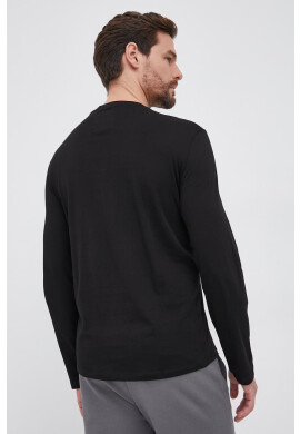 Armani Exchange Памучна блуза с дълги ръкави в черно с принт - Pepit.bg