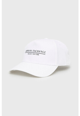 Armani Exchange Памучна шапка в бяло с принт - Pepit.bg