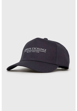 Armani Exchange Памучна шапка в тъмносиньо с принт - Pepit.bg