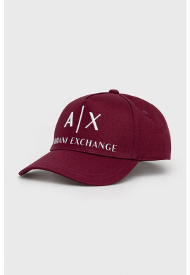 Armani Exchange Памучна шапка в бордо с апликация - Pepit.bg