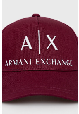 Armani Exchange Памучна шапка в бордо с апликация - Pepit.bg