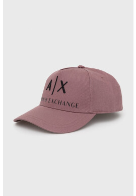 Armani Exchange Памучна шапка в лилаво с апликация - Pepit.bg
