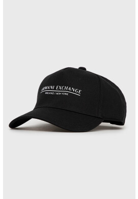 Armani Exchange Памучна шапка в черно с принт - Pepit.bg