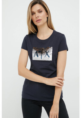 Armani Exchange Памучна тениска в тъмносиньо - Pepit.bg