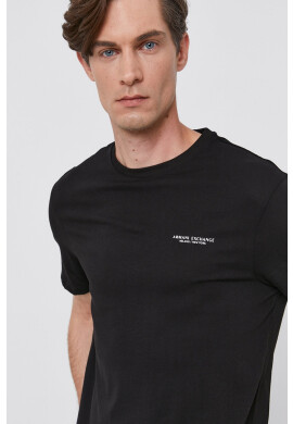 Armani Exchange Памучна тениска в черно с принт - Pepit.bg