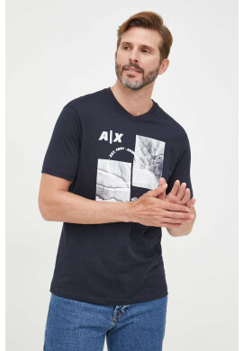 Armani Exchange Памучна тениска в оранжево с принт - Pepit.bg