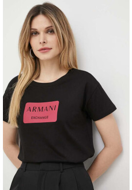 Armani Exchange Памучна тениска в черно - Pepit.bg