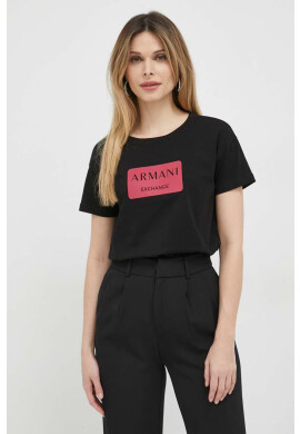 Armani Exchange Памучна тениска в черно - Pepit.bg