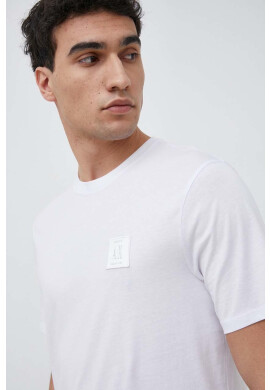 Armani Exchange Памучна тениска в бяло с апликация - Pepit.bg