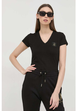 Armani Exchange Памучна тениска в черно - Pepit.bg