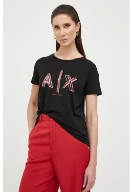 Armani Exchange Памучна тениска в черно - Pepit.bg