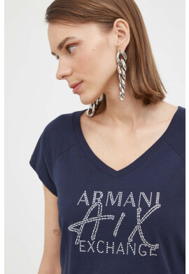 Armani Exchange Памучна тениска в тъмносиньо - Pepit.bg