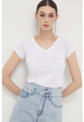 Armani Exchange Памучна тениска в бяло - Pepit.bg