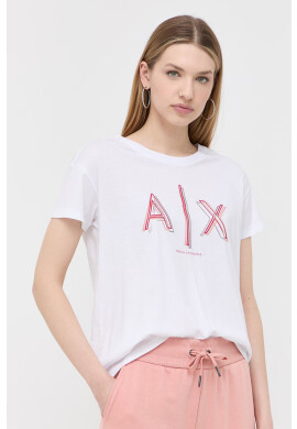 Armani Exchange Памучна тениска в розово - Pepit.bg