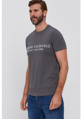 Armani Exchange Памучна тениска в черно - Pepit.bg