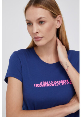 Armani Exchange Памучна тениска в тъмносиньо - Pepit.bg