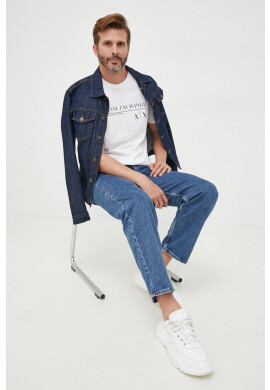 Armani Exchange Памучна тениска в черно - Pepit.bg