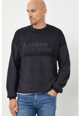Armani Exchange Пуловер мъжки в тъмносиньо от лека материя - Pepit.bg