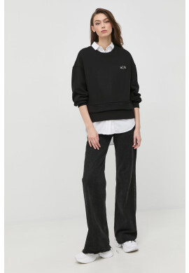 Armani Exchange Суичър мъжки в черно с принт - Pepit.bg