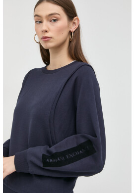 Armani Exchange Суичър в черно с качулка с десен - Pepit.bg