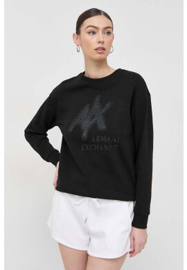 Armani Exchange Суичър в черно с апликация - Pepit.bg