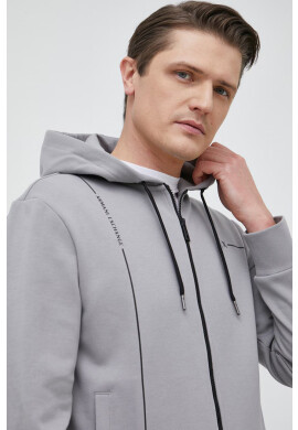 Armani Exchange Суичър в сиво с качулка с принт - Pepit.bg