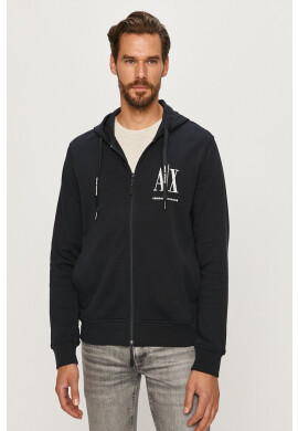 Armani Exchange Памучен суичър мъжки в тъмносиньо с изчистен дизайн - Pepit.bg