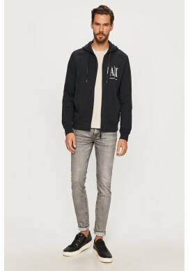Armani Exchange Памучен суичър мъжки в тъмносиньо с изчистен дизайн - Pepit.bg