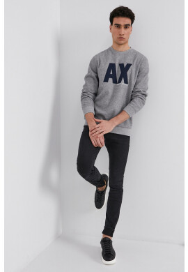 Armani Exchange Суичър мъжки в сиво с принт - Pepit.bg